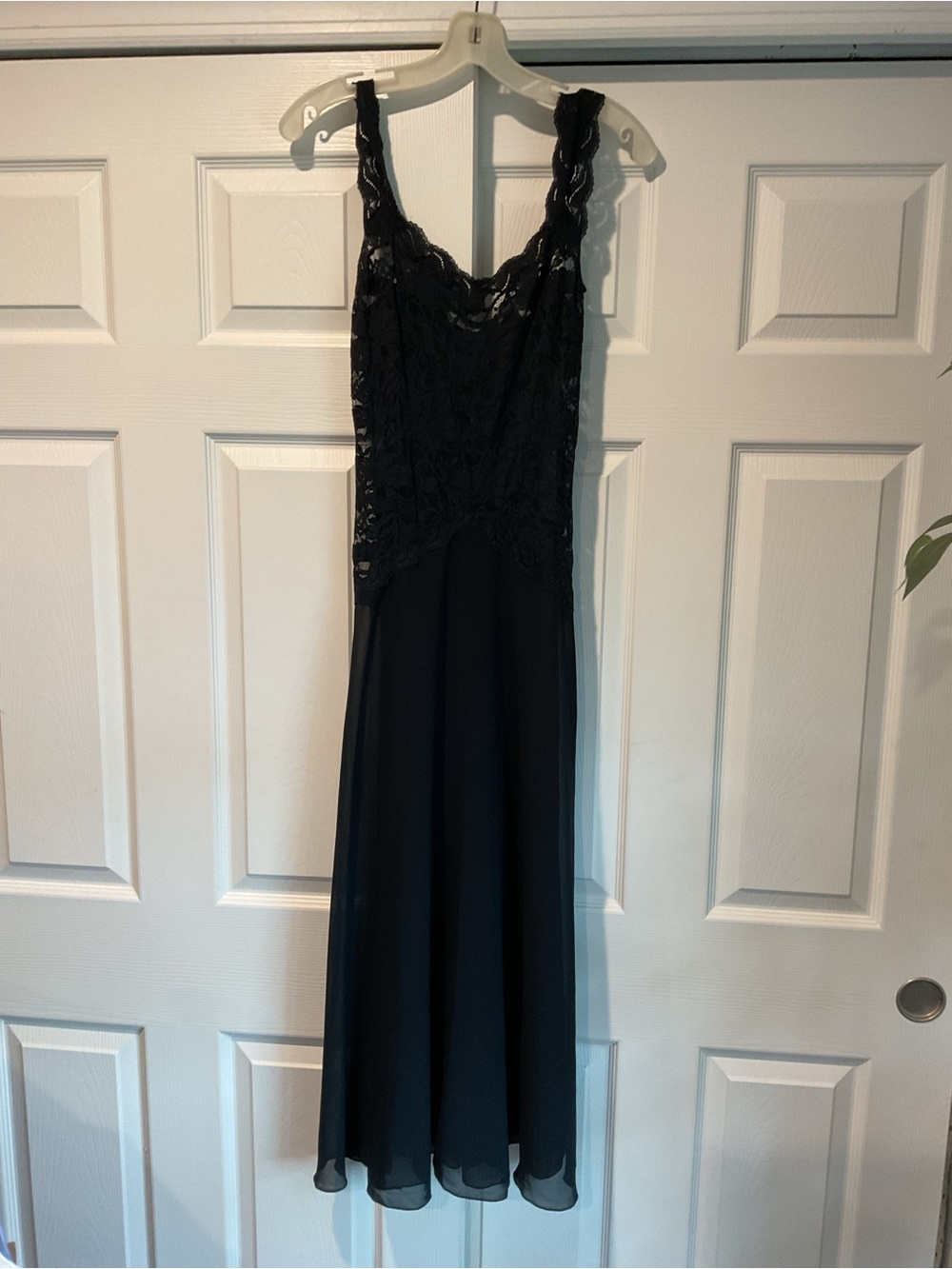 Victoria’s Secret Vintage Long Black Lace Sheer Mesh Silk Bow Dress Nightgown, S